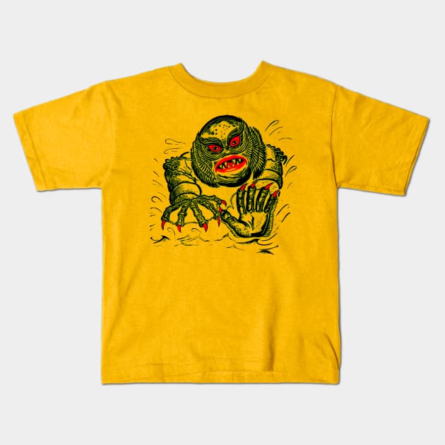 Vintage Halloween lagoon monster Kids T-Shirt by UnlovelyFrankenstein